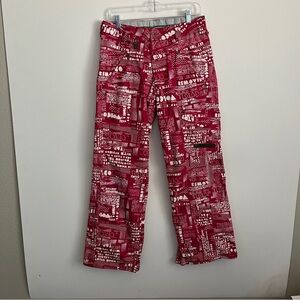 Volcom Ski/Snowboard Pink Graphic Women’s Pants-Size XSMALL